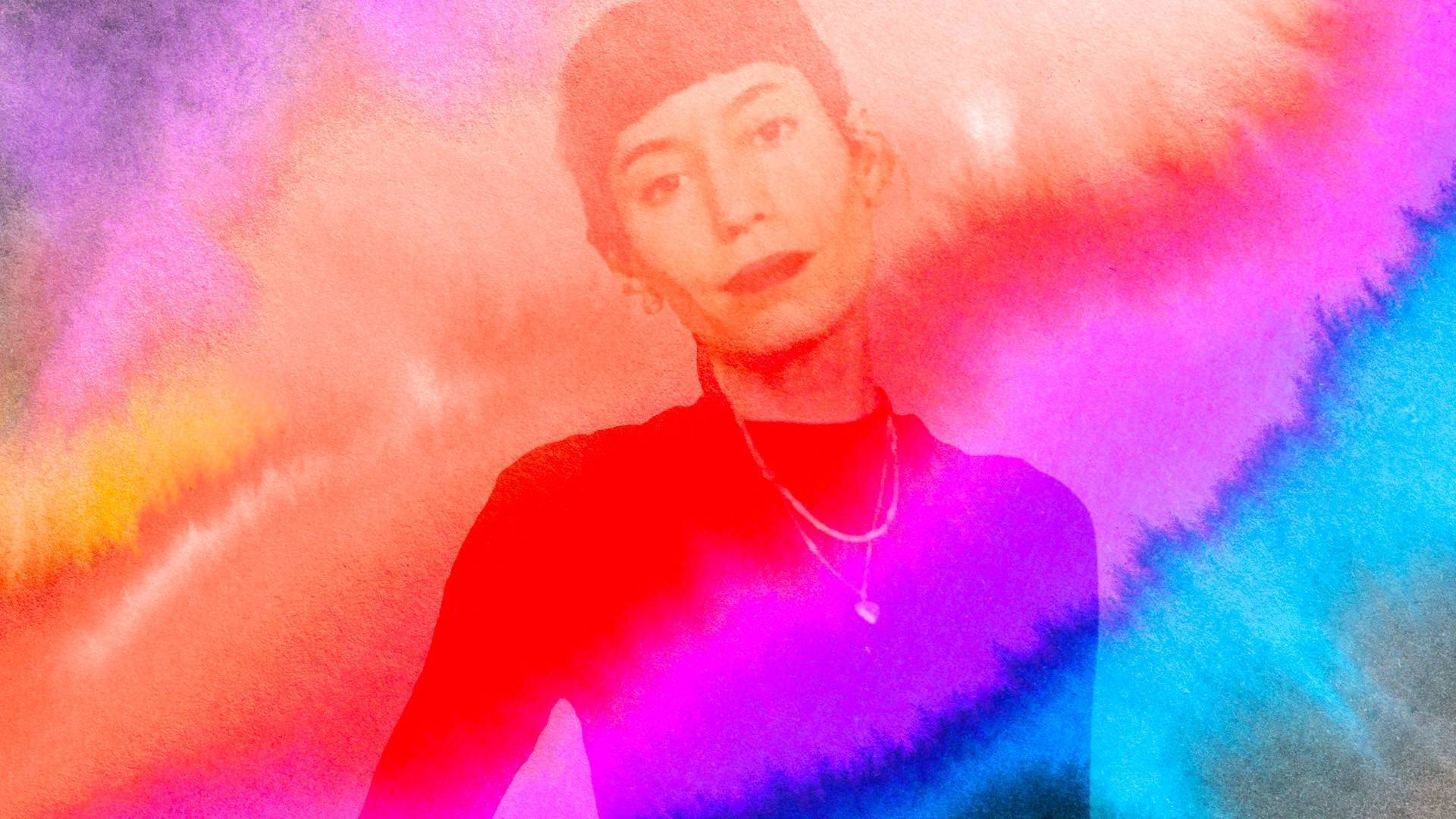 portrait d'hélène blanc avec des couleurs type aquarelle